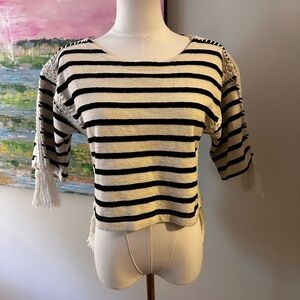 Anthropologie x Pepin Black and White Striped Cropped Cotton Top xs